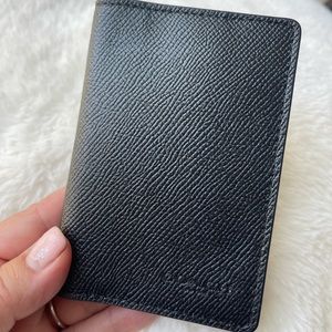 Coach (authentic) cross grain calf leather card wallet black